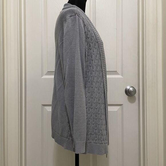 Eddie Bauer Open Front Knit Cardigan Sweater Linen Cotton Blend Gray X-Large XL - Picture 2 of 10